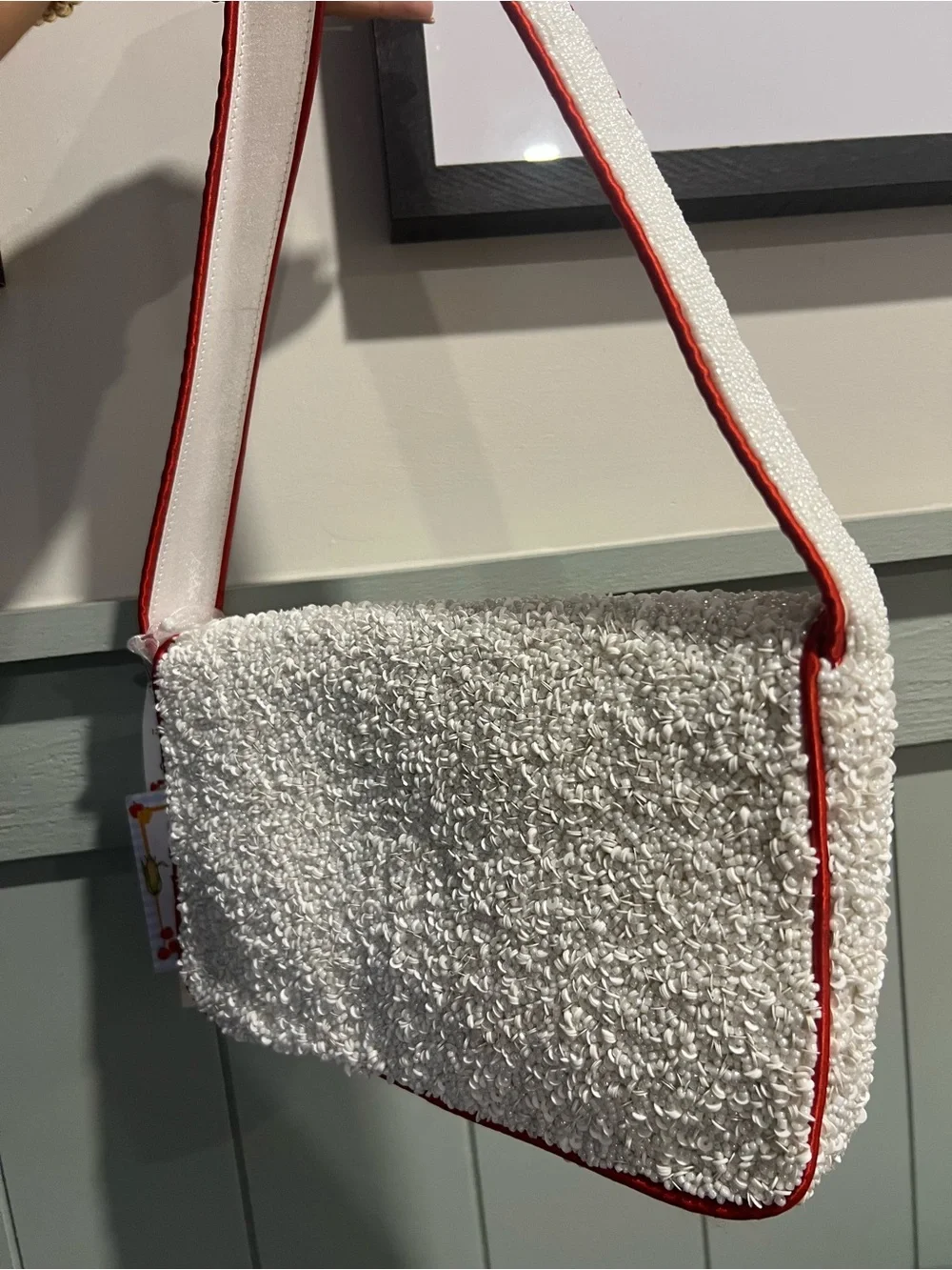 Tomato Beaded Shoulder Bag